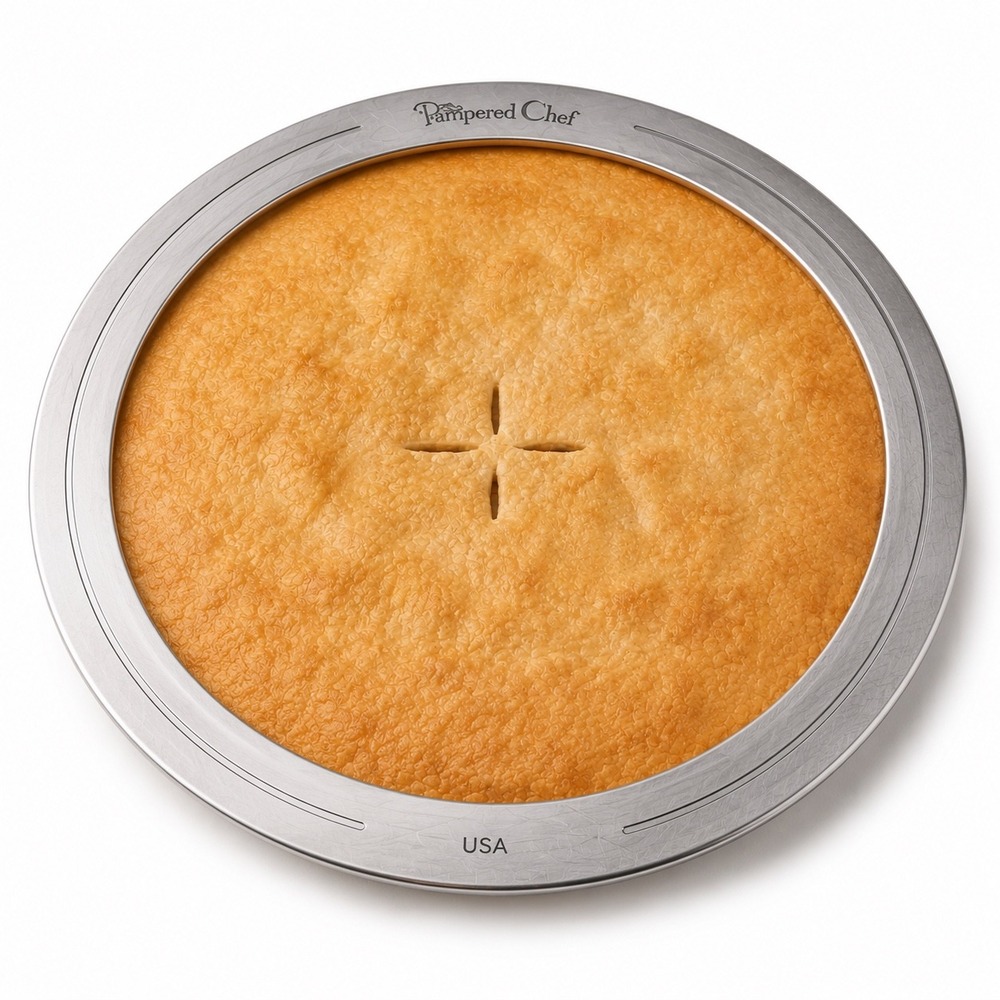Pampered Chef 1715 Pie Crust Shield Silver Aluminum‎ 10.5" Baking Festive 105-19